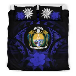 FamilyGater Bedding Set - Cover and Pillow Cases Nauru Dark Blue Hibiscus A24