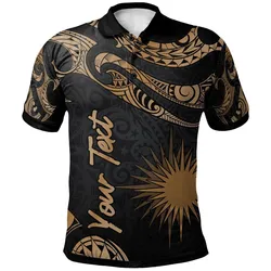 Marshall Islands Polynesian Custom Personalised Polo Shirt - Poly Tattoo Gold Version