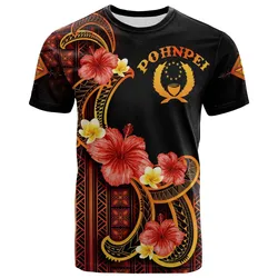 Pohnpei T-Shirt - Hibiscus Plumeria Mix Tribal Leaves