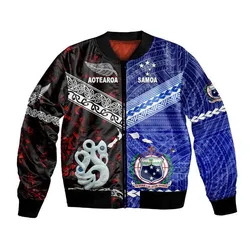 (Custom Personalised) Samoa And New Zealand Bomber Jacket Together - Red LT8