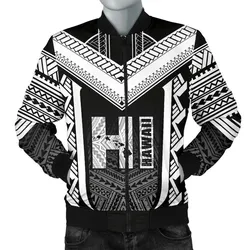 Hawaiian Kanaka Polynesian Mens Bomber Jacket Active White