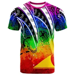 Tokelau T shirt - Tropical Leaf Rainbow Color