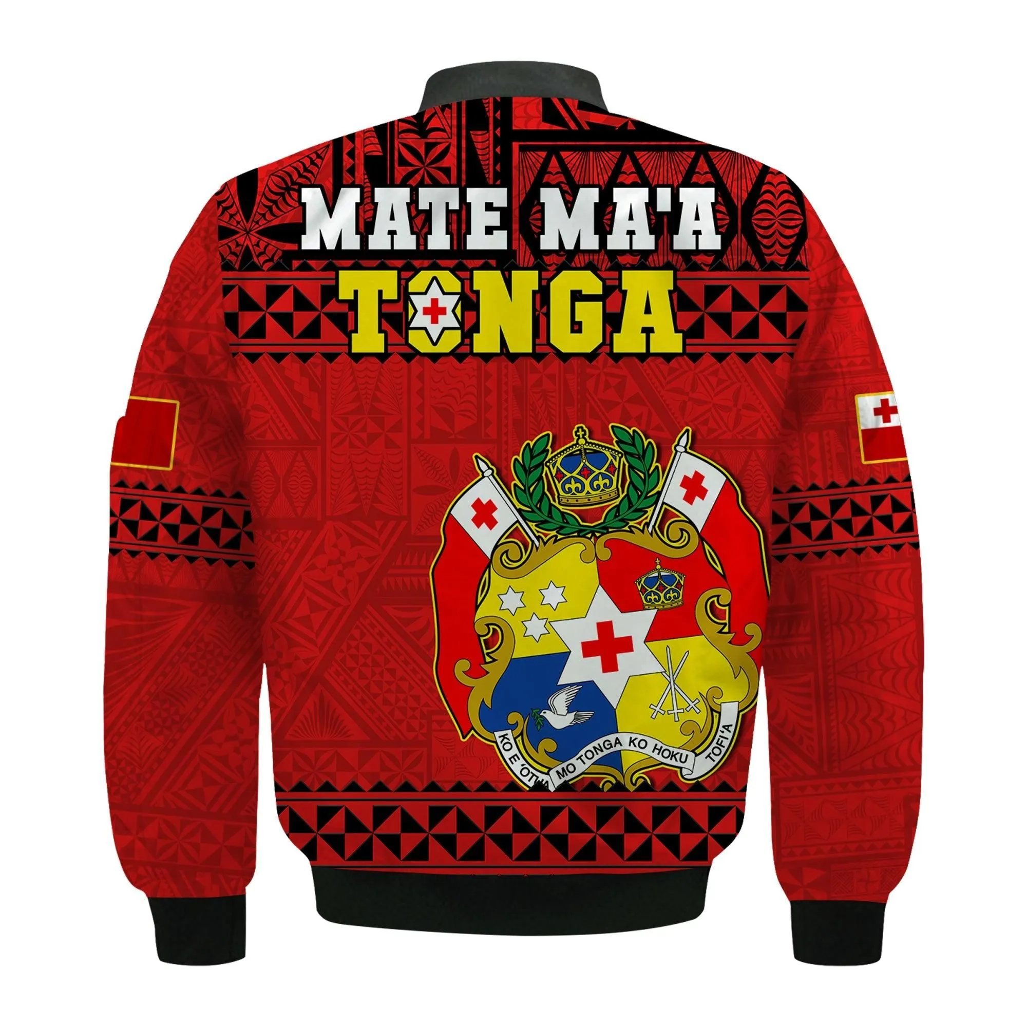 Tonga Rugby Bomber Jacket Mate Maa Tonga Pacific Ngatu Black LT14