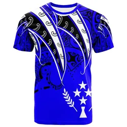Kosrae T Shirt - Tropical Leaf Blue Color
