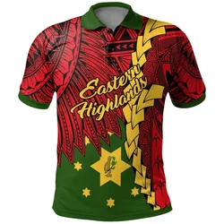 Papua New Guinea Eastern Highlands Province Polynesian Polo Shirt - Tribal Wave Tattoo