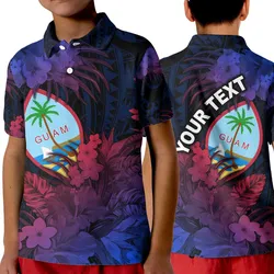 (Custom Personalised) Guam Polynesian Polo Shirt KID Tropical Flowers - Gradient Vibes LT8