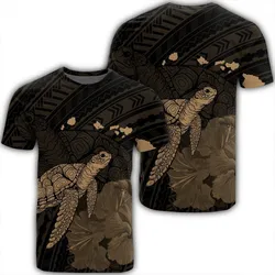 Hawaii Polynesian Hibiscus Turtle Map T-Shirt Gold - AH