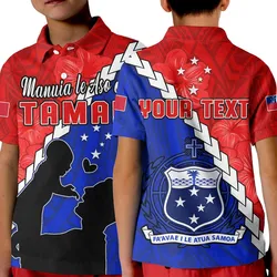 (Custom Personalised) Happy Samoan Fathers Day Polo Shirt KID Hibiscus Mix Polynesian Pattern LT14