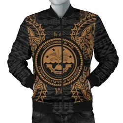 Federated States Of Micronesia Polynesian Mens Bomber Jacket Map Gold