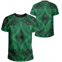 Polynesian Plumeria Mix Green Black T-Shirt