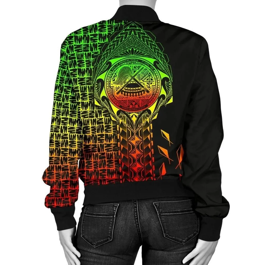 Alohawaii Jacket - Bomber Jacket American Samoa Custom Personalised - AS Seal Rocket Style (Reggae) - BN18
