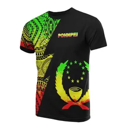 Pohnpei Pattern T shirt - Pohnpei Flag Polynesian Tattoo Reggae Style