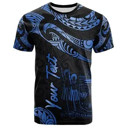 Fiji Polynesian Custom Personalised T-Shirt - Poly Tattoo Blue Version