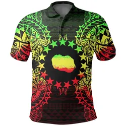 Cook Islands Polo Shirt - Cook Islands Flag Map Polynesian Tattoo Reggae