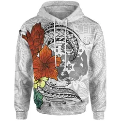 Tonga Hoodie - Tropical Flowers White Patterns Style