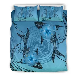 FamilyGater Home Set - Hawaii Whale Coat Of Arm Polynesian Bedding Set - AH J4