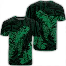 Hawaiian Hibiscus Memory Turtle Polynesian T-Shirt Green - AH
