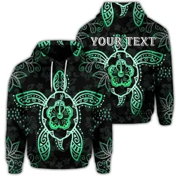 (Personalised) Hawaiian Turtle And Hibiscus Polynesian Hoodie Green - AH