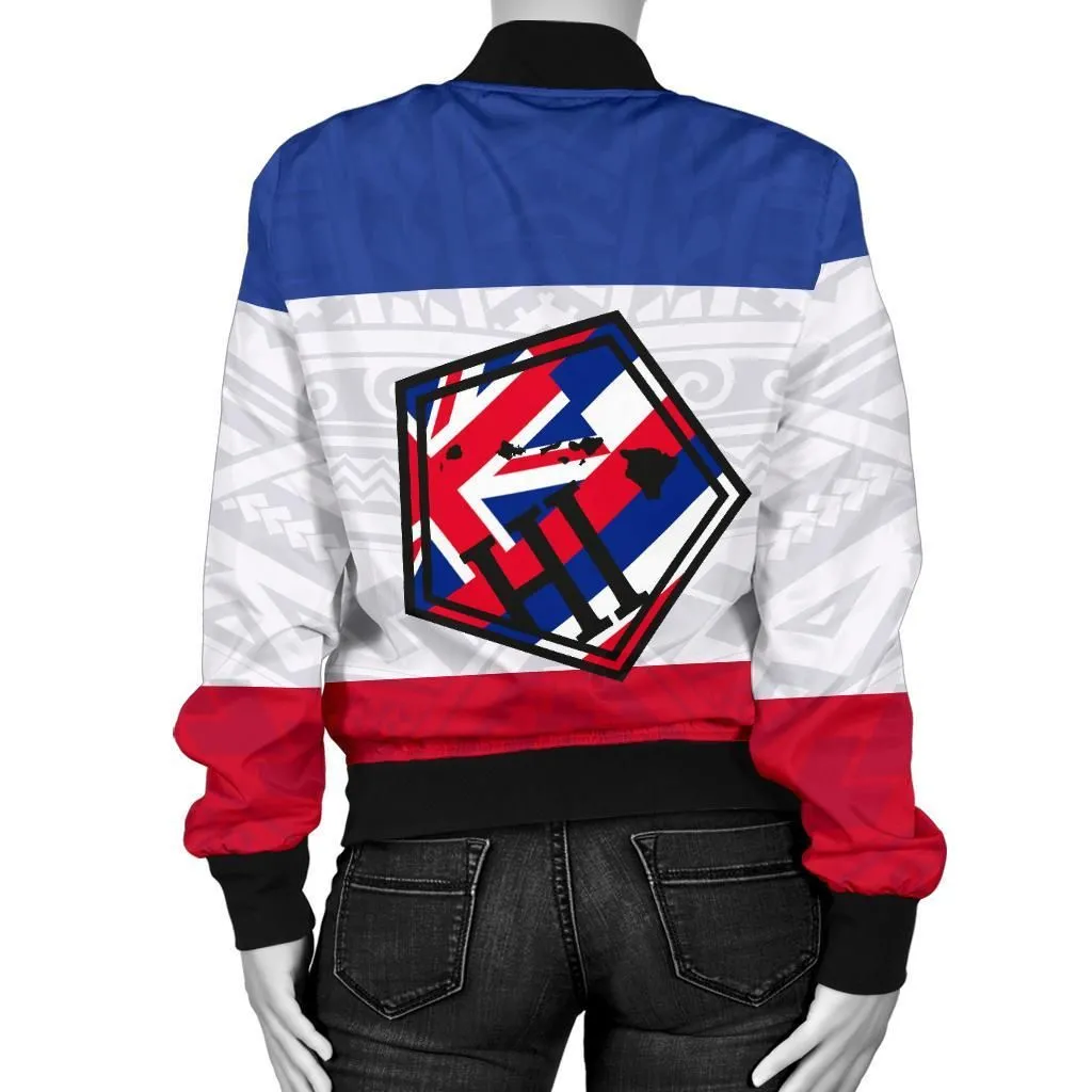 Hawaii Flag Polynesian Womens Bomber Jacket