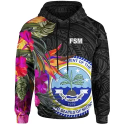 Federated States of Micronesia Hoodie - Hibiscus Polynesian Pattern