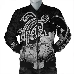 Hawaii Turtle Map Polynesian Bomber Jacket Safety Gray - AH