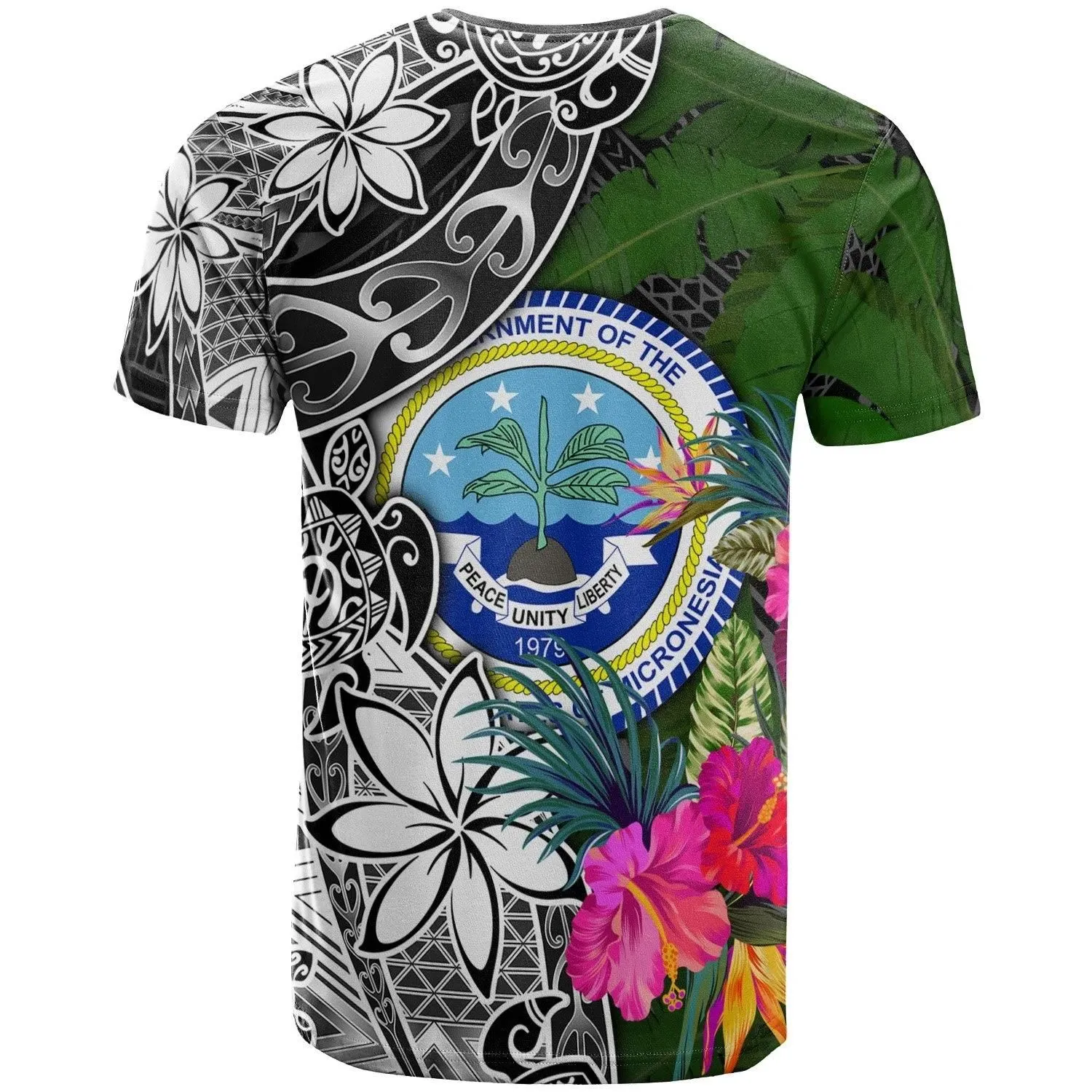 Federated States of Micronesia Custom Personalised T-Shirt - Turtle Plumeria Banana Leaf - BN11