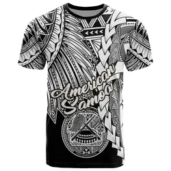 American Samoa Polynesian T-Shirt - Tribal Wave Tattoo White