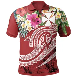 Wallis and Futuna Polynesian Polo Shirt - Summer Plumeria (Red)