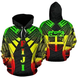 Fiji All Over Hoodie - Reggae Color Tattoo Style