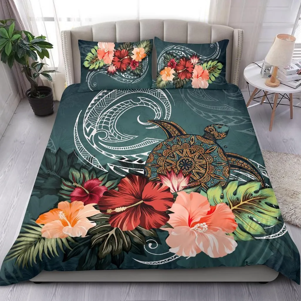 Turtle Polynesian Bedding Set Hibiscus Polynesian