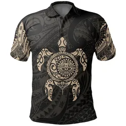 New Zealand Maori Polo, Polynesian Turtle Tattoo Polo Shirt Gold