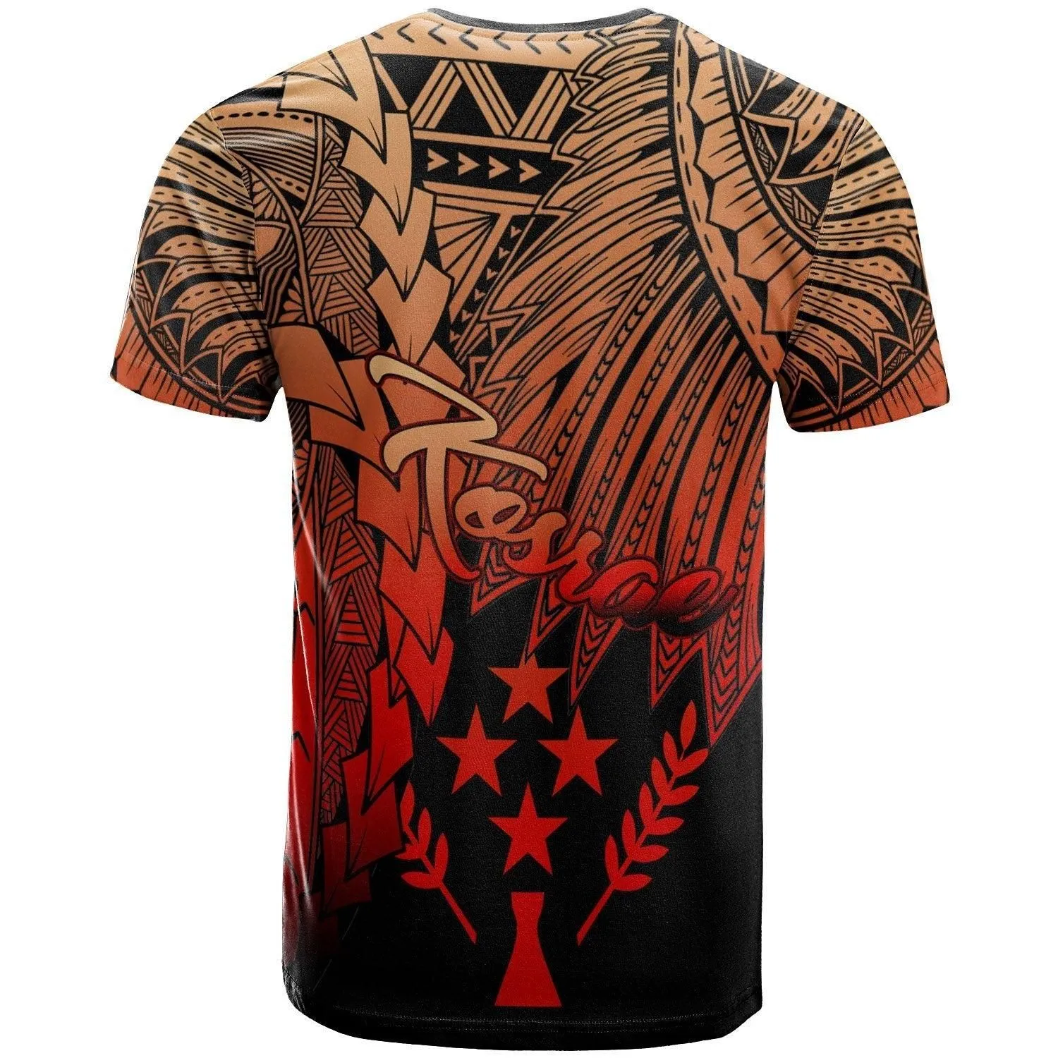 Kosrae Polynesian Custom Personalised T Shirt - Tribal Wave Tattoo Red Ver 2