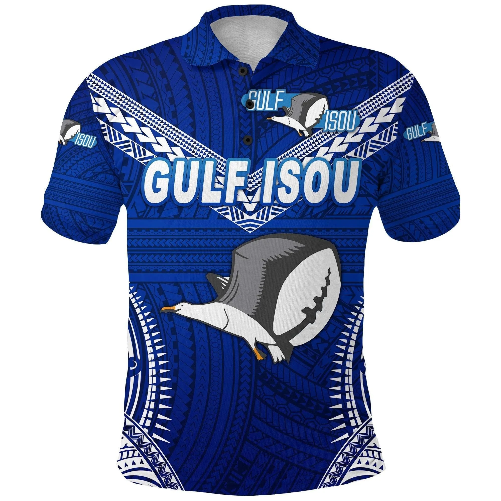 Papua New Guinea PRK Gulf Isou Polo Shirt Rugby Original Style Blue LT8