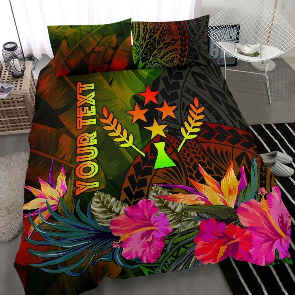 Kosrae Polynesian Personalised Bedding Set  -  Hibiscus and Banana Leaves