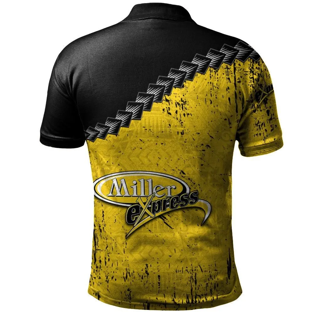 Moose Jaw Miller Express Polo Shirt Grunge Polynesian Tattoo - CA BASEBALL