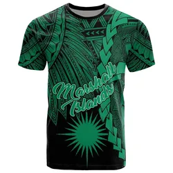 Marshall Islands Polynesian T shirt - Tribal Wave Tattoo Green