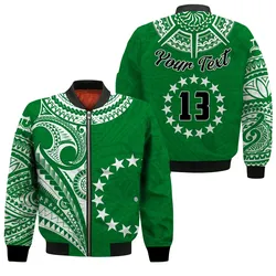 (Custom Text and Number) Cook Islands Tatau Bomber Jacket Symbolize Passion Stars Version Green LT13