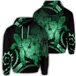 Hawaiian Hoodie - Hawaiian Turtle Hibiscus Polynesian Vintage Hoodie - Green
