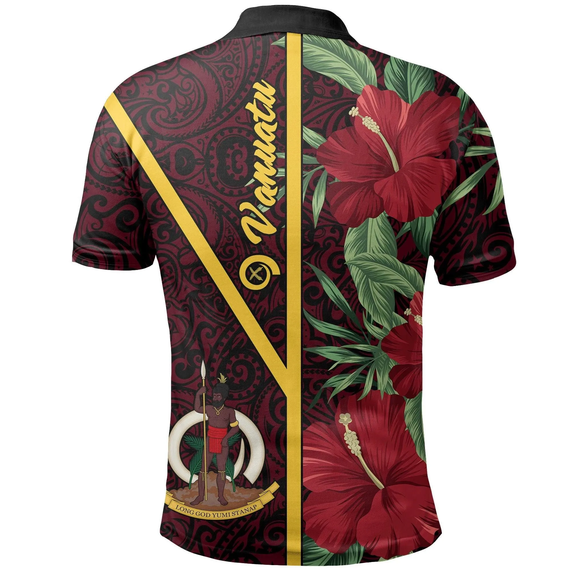 Vanuatu Polynesian Polo Shirt - Tropical Flowers With Seal