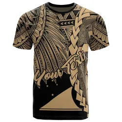 Tokelau Polynesian Custom Personalised T shirt - Tribal Wave Tattoo Gold