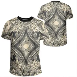 Polynesian Plumeria Mix Gray T-Shirt - AH - JR