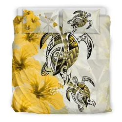 Polynesian Hawaii Polynesia Turtle Hibiscus Yellow A Bedding Set Camliji