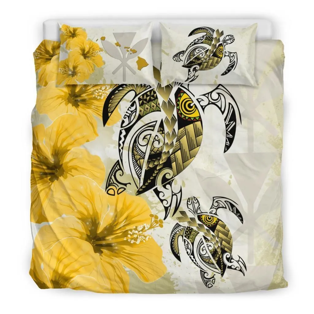 Polynesian Hawaii Polynesia Turtle Hibiscus Yellow A Bedding Set Camliji