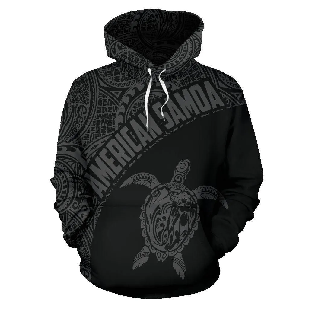 American Samoa Hoodie - American Samoa Turtle Mermaid Polynesian Tattoo Gray