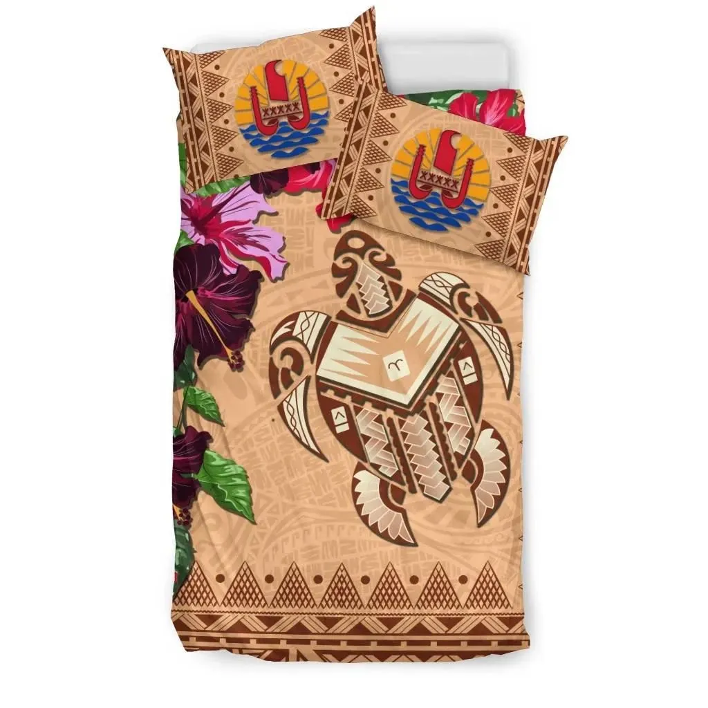 FamilyGater Bedding Set - Cover and Pillow Cases Tahiti - Turtle Hibiscus Manhattan A24