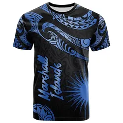 Marshall Islands Polynesian T shirt - Poly Tattoo Blue Version