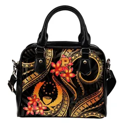 Pohnpei Micronesian Shoulder Handbag - Gold Plumeria