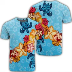 Hawaiian Ocean Turtle Plumeria And Hibiscus Polynesian T-Shirt - AH