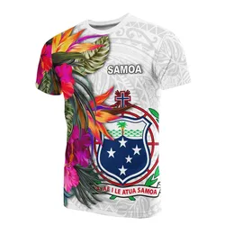 Samoa T-Shirt Hibiscus Polynesian pattern white