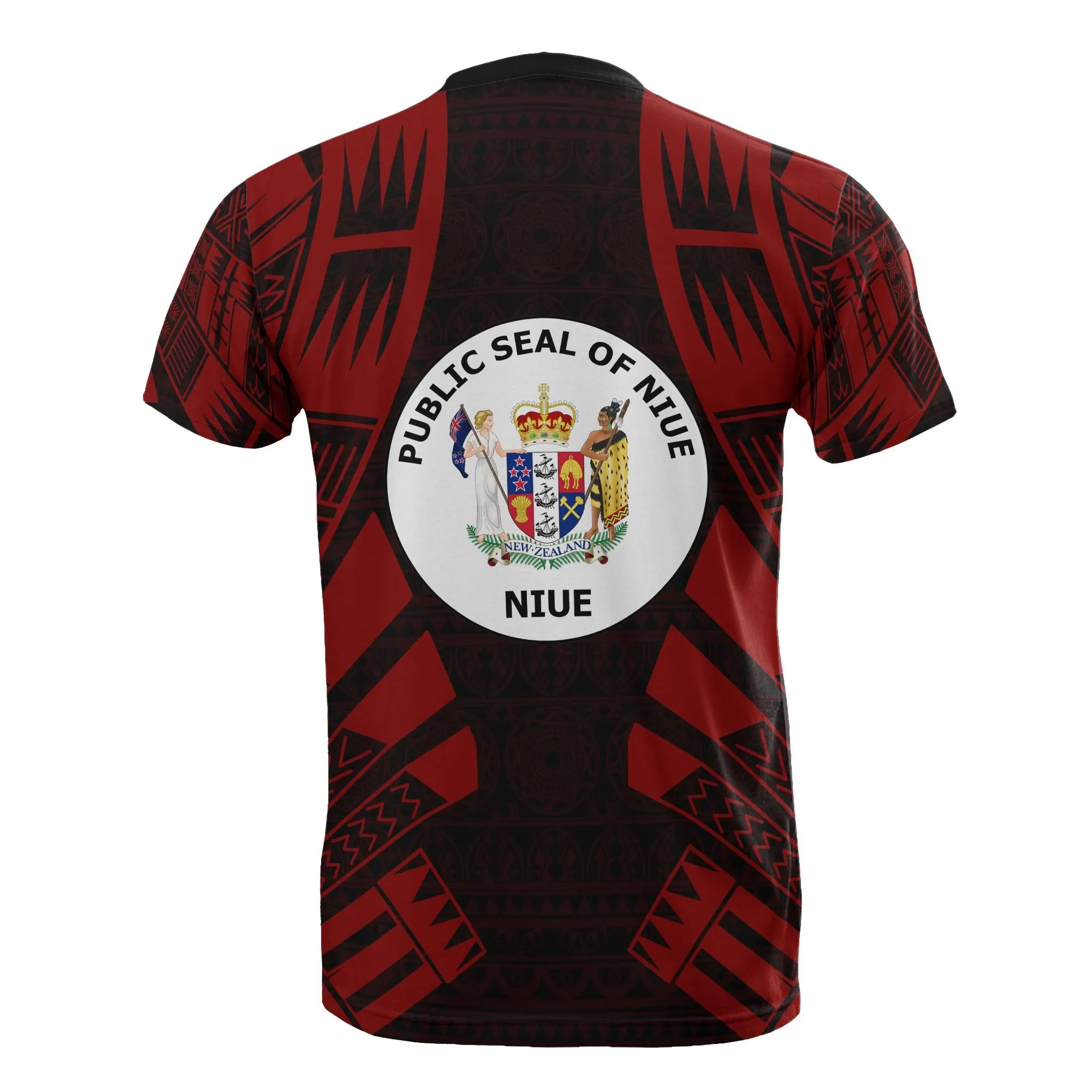 Niue T shirt - Niue Seal Polynesian Tattoo Red Style
